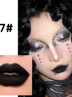 cos暗黑口红万圣节彩色哑光黑色哥特白色绿色不易掉色显白唇膏