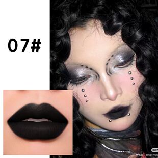 cos暗黑口红万圣节彩色哑光黑色哥特白色绿色不易掉色显白唇膏