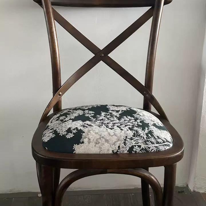 法式风实木餐椅高级餐厅软包藤编椅子欧式餐桌椅靠背化妆椅咖啡椅