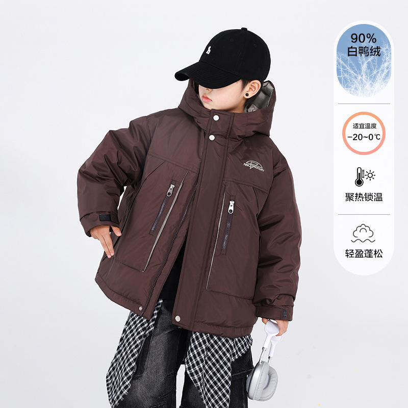 男童冬装酷帅冲锋衣工装羽绒服2025新款儿童男孩冬季加厚防寒外套