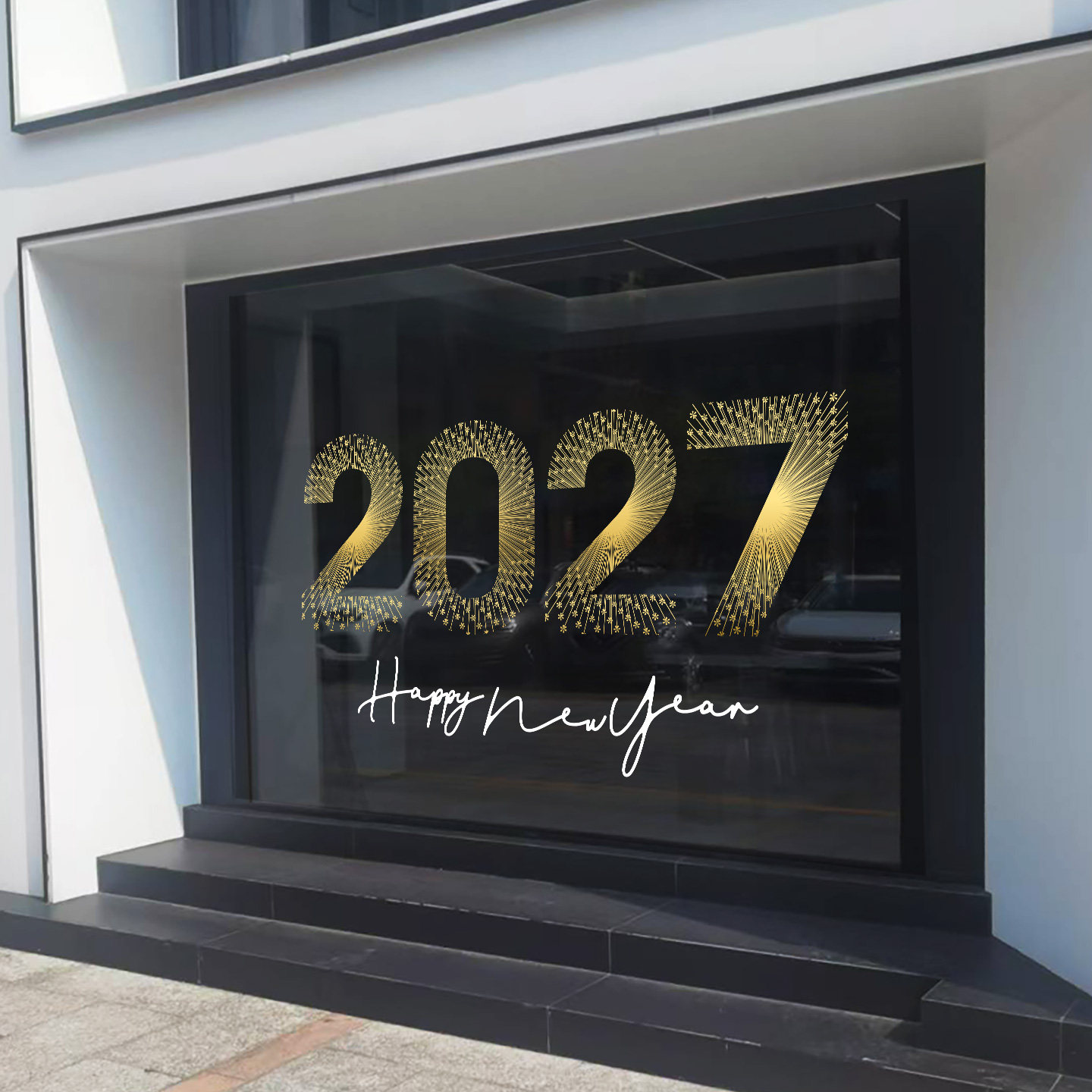 2027羊年金色雪花窗贴纸布置春节静电贴门贴店铺橱窗新年玻璃贴纸