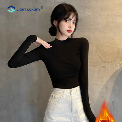 莫代尔半高领打底衫女秋冬保暖