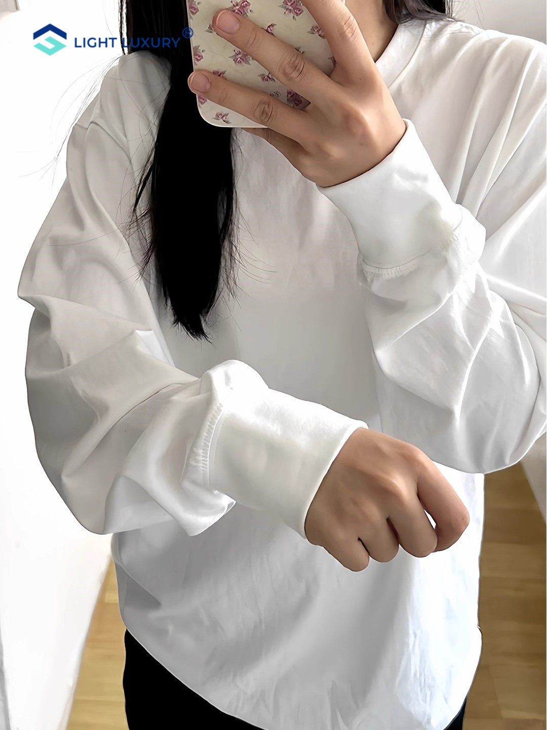 易打理简约长袖t恤女2025新款别致秋衣大码白色内搭打底衫上衣