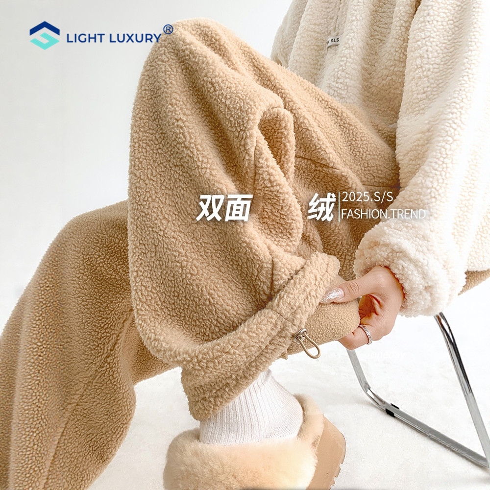 双面仿羊羔绒裤女加厚保暖摇粒绒