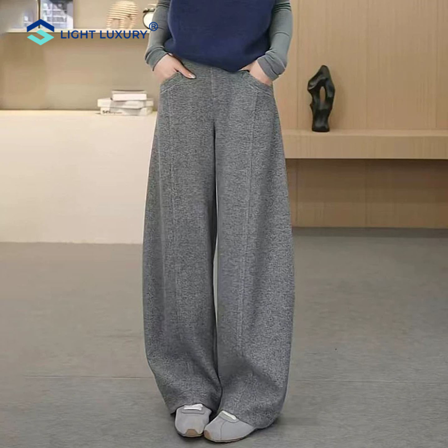 阔腿弯刀裤女流行宽松软糯裤子