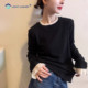 百搭黑色洋气长袖 花边拼接打底衫 女内搭2025新款 T恤减龄上衣欧货
