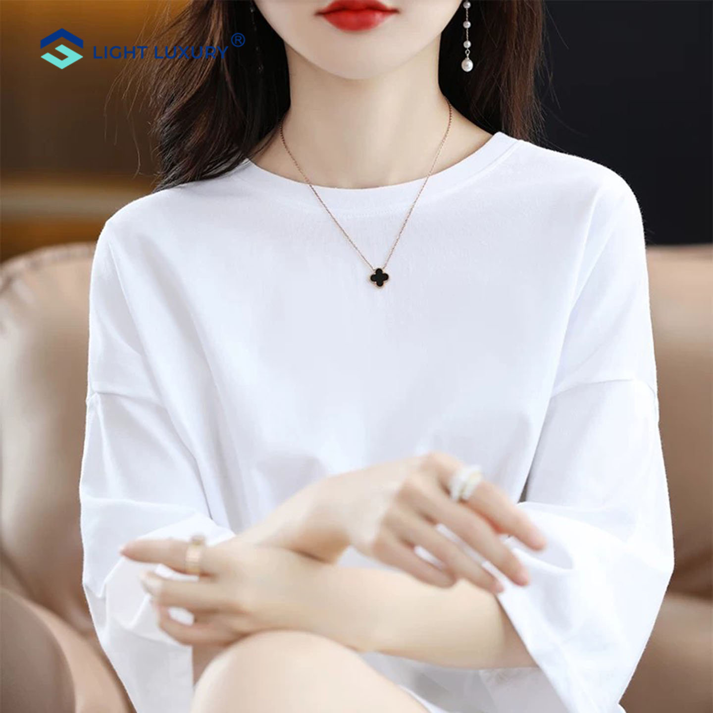 中长款圆领短袖T恤女宽松上衣