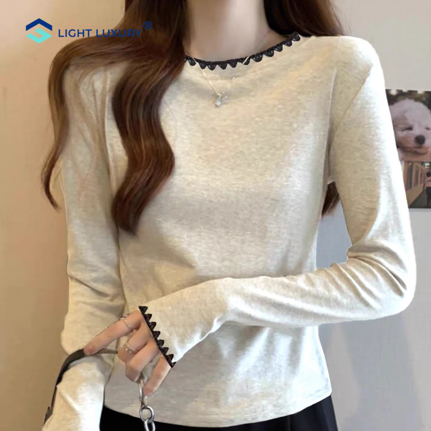 棉质长袖t恤女2026新款别致小众设计感打底衫小个子上衣短款小衫