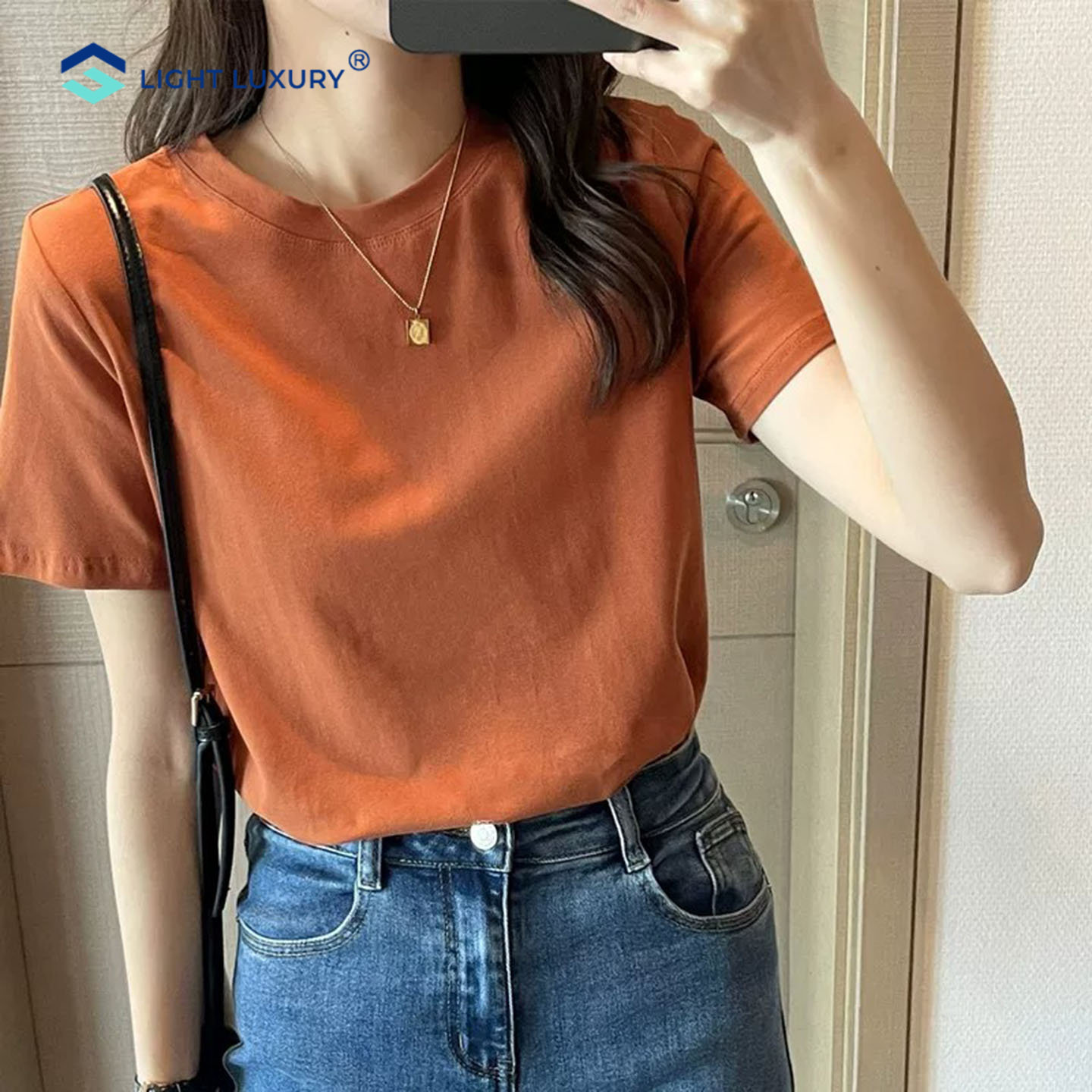 短袖T恤女显白减龄纯色圆领简约