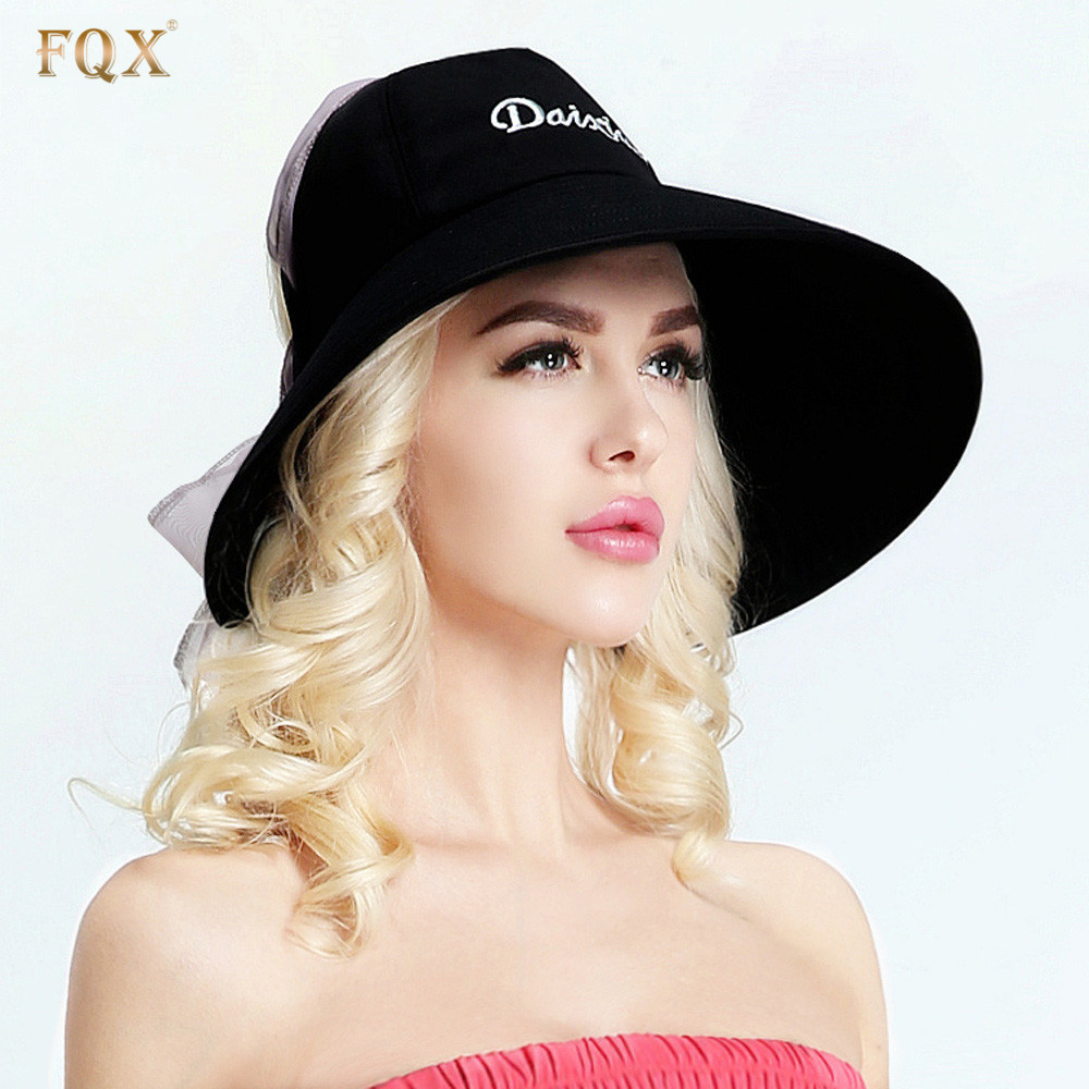 FQX 凉帽女夏天韩版防晒沙滩帽大沿折叠遮阳帽防紫外线太阳帽户外