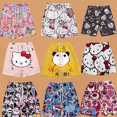 夏季派大星kt猫短裤男女同款情侣睡裤休闲运动篮球裤大裤衩沙滩裤