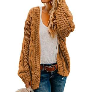 coarse cardigan粗针慵懒针织开衫 needle knitted 女 lazy Women