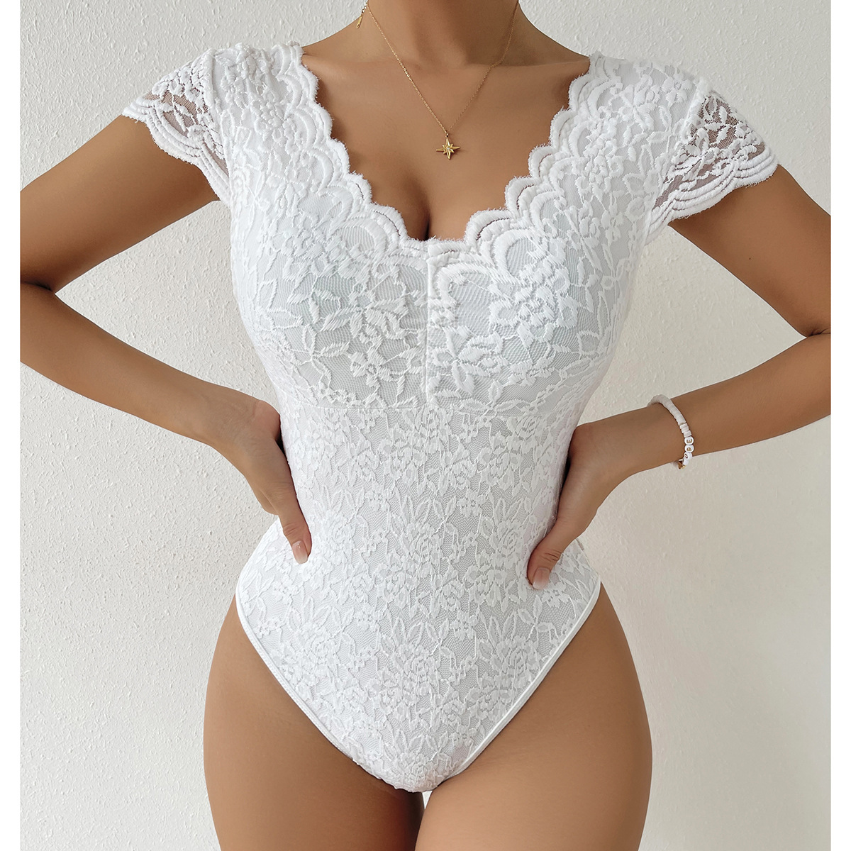 Summer Floral Lace Women Rompers Korean Wave V Neck Jumpsuit