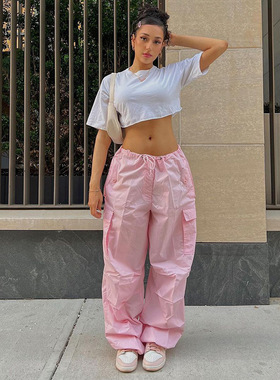 Low Waist Parachute Loose Fit Sweatpants Trousers Women Jogg