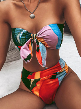Bandeau Bikini Set 2022 Bathing Suit Women High Waist Swimsu