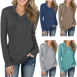 Women long sleeved pullover zipper hoodie长袖套头拉链女卫衣