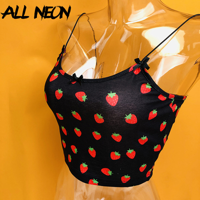Print Summer Crop Tops for Women Vintage Sweet Ladies Tanks