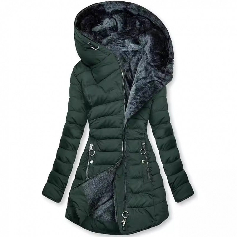 Women's fur collar cotton coat hooded coat毛领棉服女连帽大衣