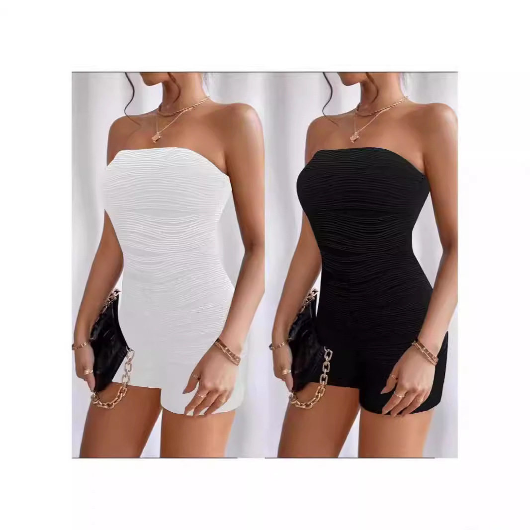 Sexy solid color sleeveless slim fitting jumpsuit for women