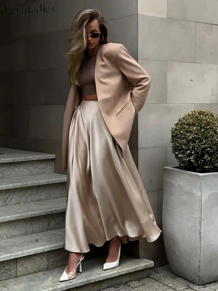 Women Skirt High Waist Maxi Skirts Streetwear Classic Long图片