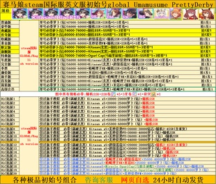 赛马娘国际服英文服初始号global Umamusume PrettyDerby满破北黑