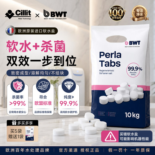 德国水丽BWT进口杀菌软水盐纯度软水机专用盐再生盐高树脂10kg