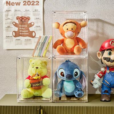 泡泡玛特盲盒收纳展示架molly400展示盒防尘高透大号乐高展示柜