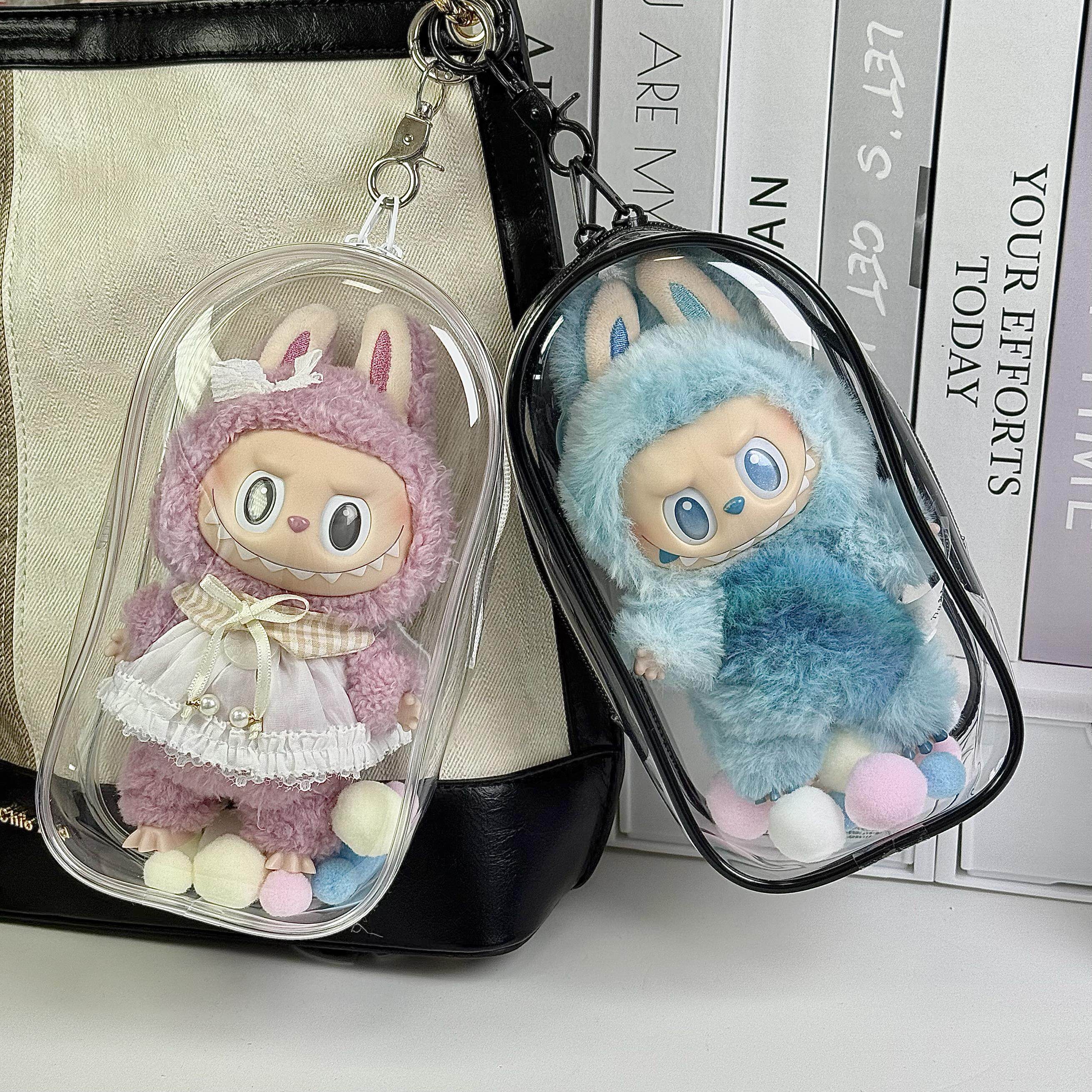 爆款棉花娃娃透明展示外出包labubu防尘收纳大中小号子弹包遛娃包