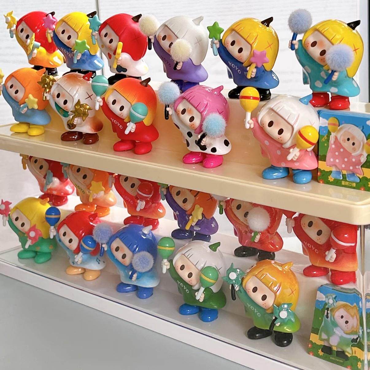 右右酱可爱斜头系列盲盒储物展示架透明防尘展示盒可爱饰品展示架