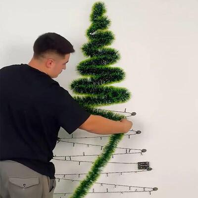 圣诞节装饰品毛条彩带圣诞树拉花餐厅客厅卧室墙面挂饰场景布置