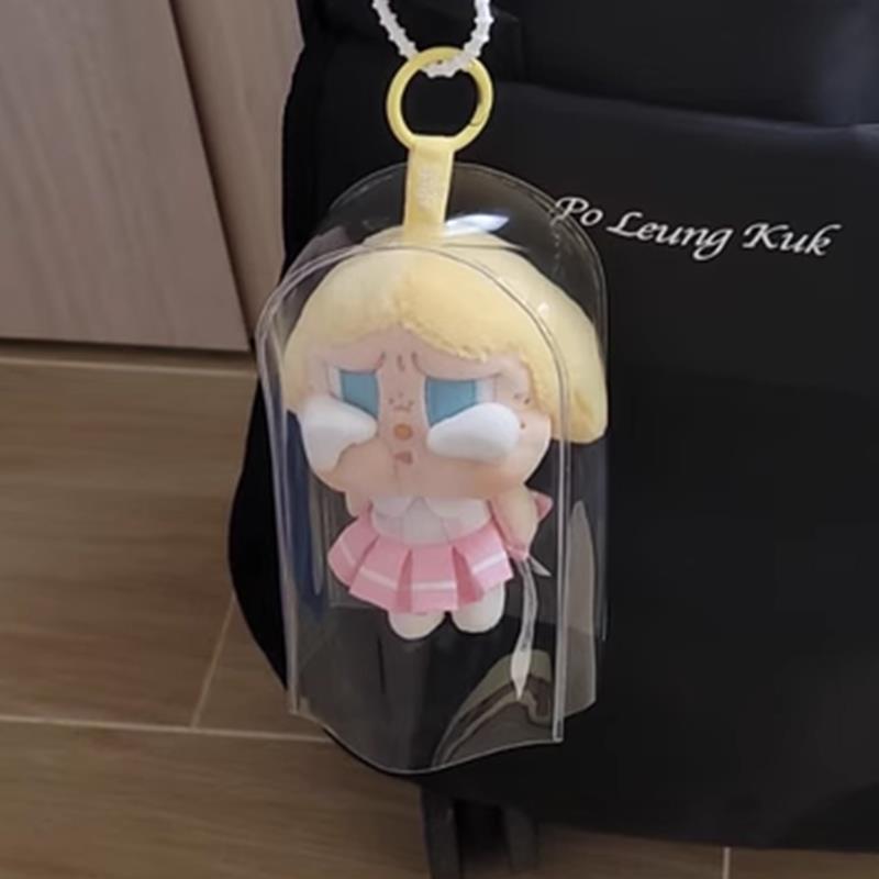 crybaby外出防尘防脏遛娃包立体labubu娃娃透明保护套哭娃pvc娃袋