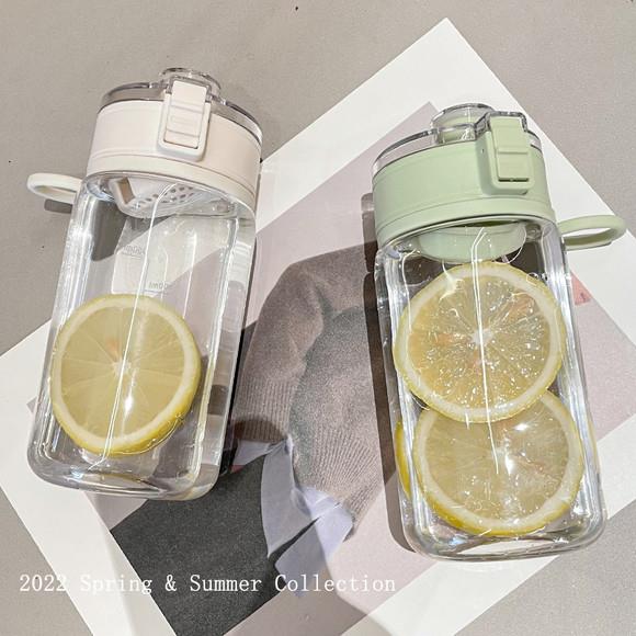 塑料水杯女生耐高温便携简约小水瓶高颜值喝水2022新款大容量杯子
