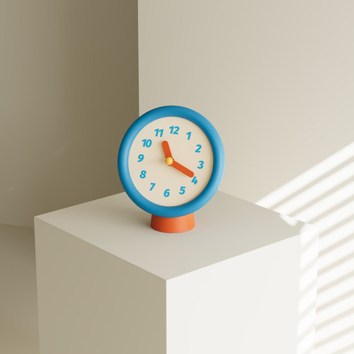 简约时钟创意复古座钟表蓝色卡通钟表客厅家庭卧室装饰桌面摆件