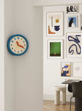 转角挂钟极简纯色墙角钟静音时钟艺术装饰遮孔挂钟免打孔阴角钟