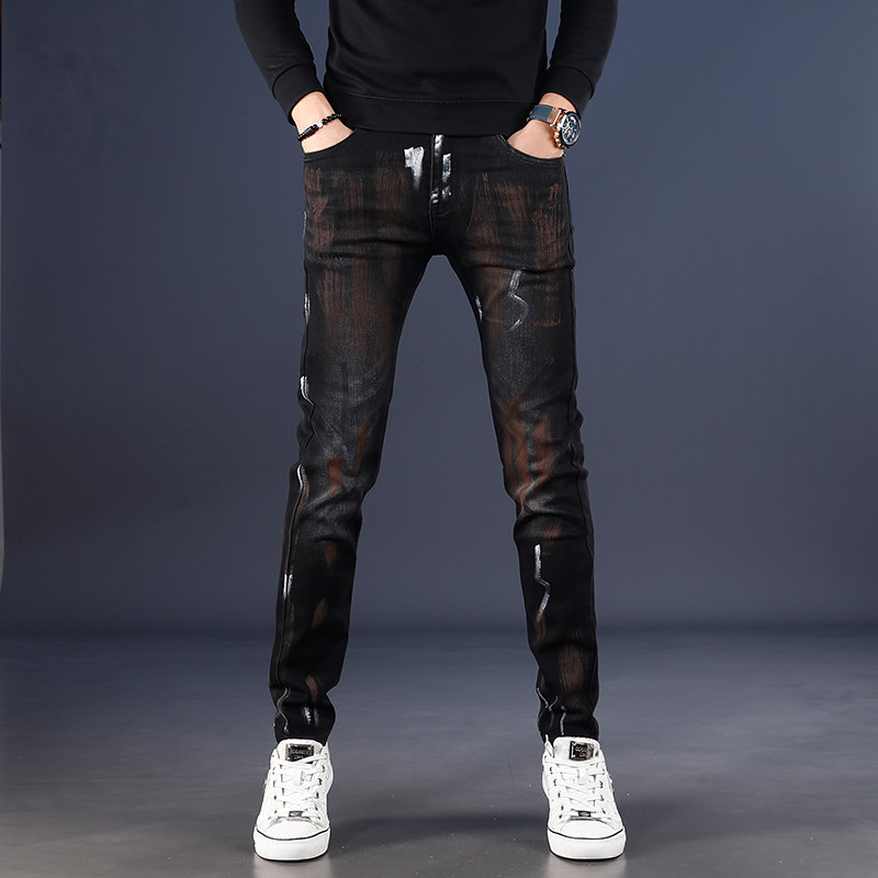 2025个性锈斑涂鸦牛仔裤男秋冬款