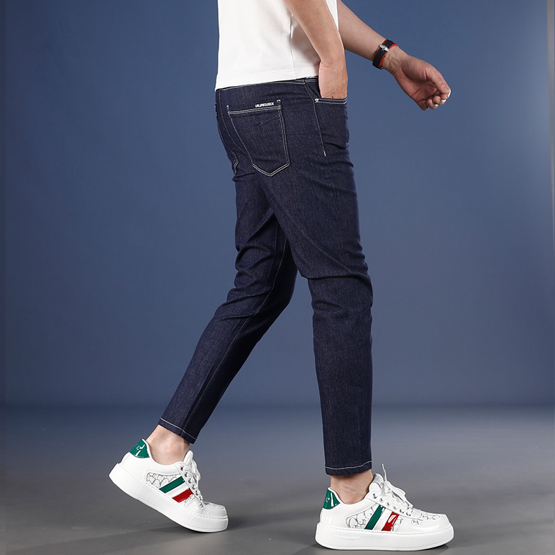 名士鲨2025简约修身九分牛仔裤男