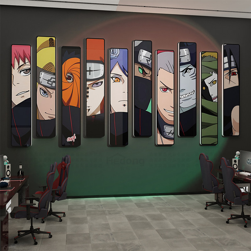 网红电竞房间装饰画网吧咖电玩城布置背景墙动漫火影忍者海报贴纸
