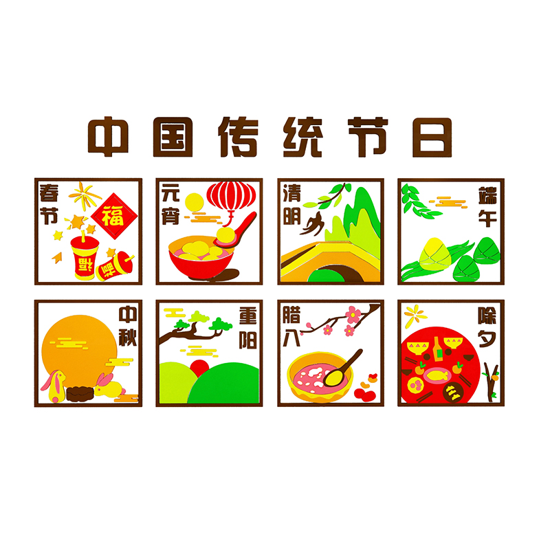 传统节日幼儿园墙面装饰楼梯台阶走廊环创主题成品托管班文化墙贴