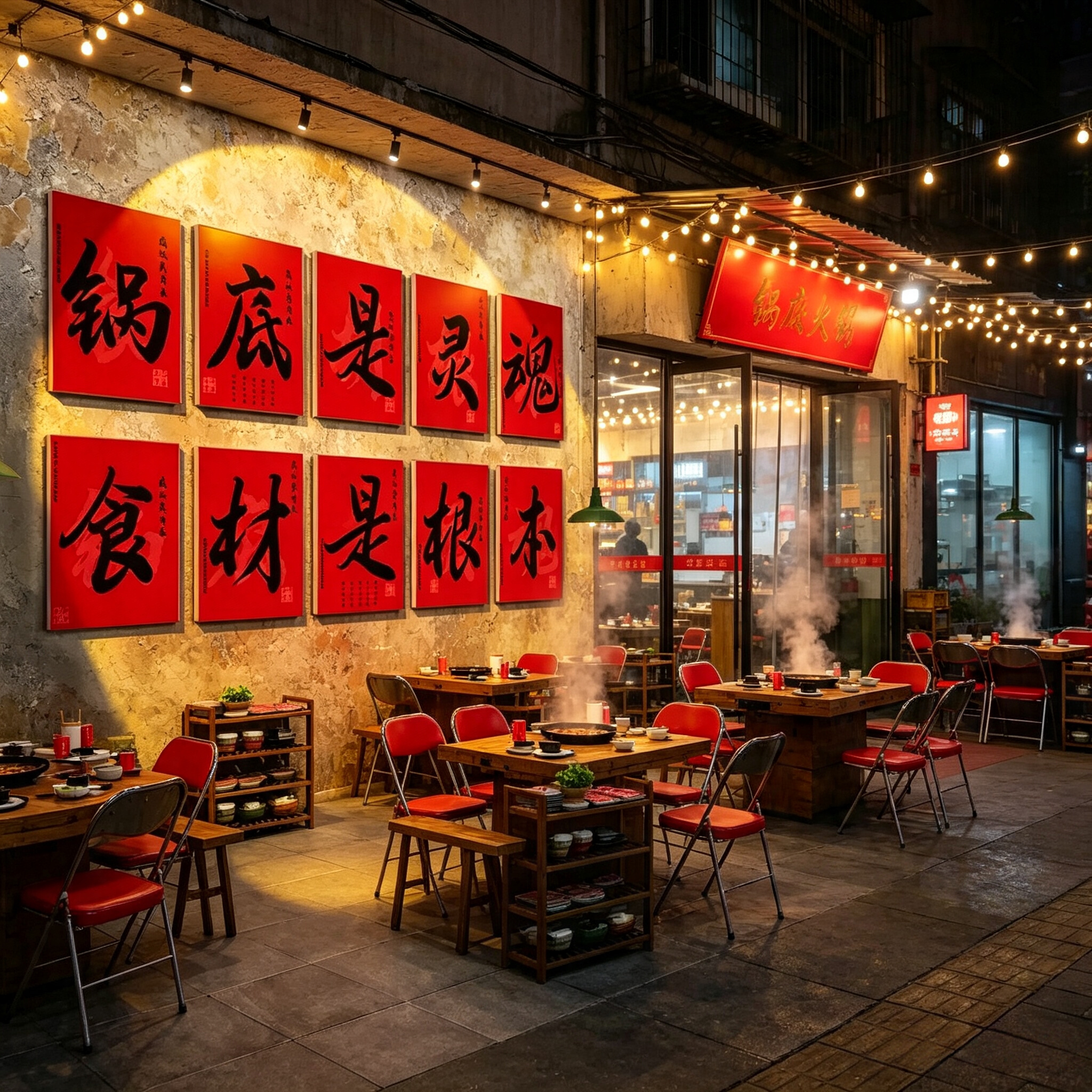 市井风格网红火锅店墙面装饰怀旧复古餐饮氛围布置挂画贴纸壁创意