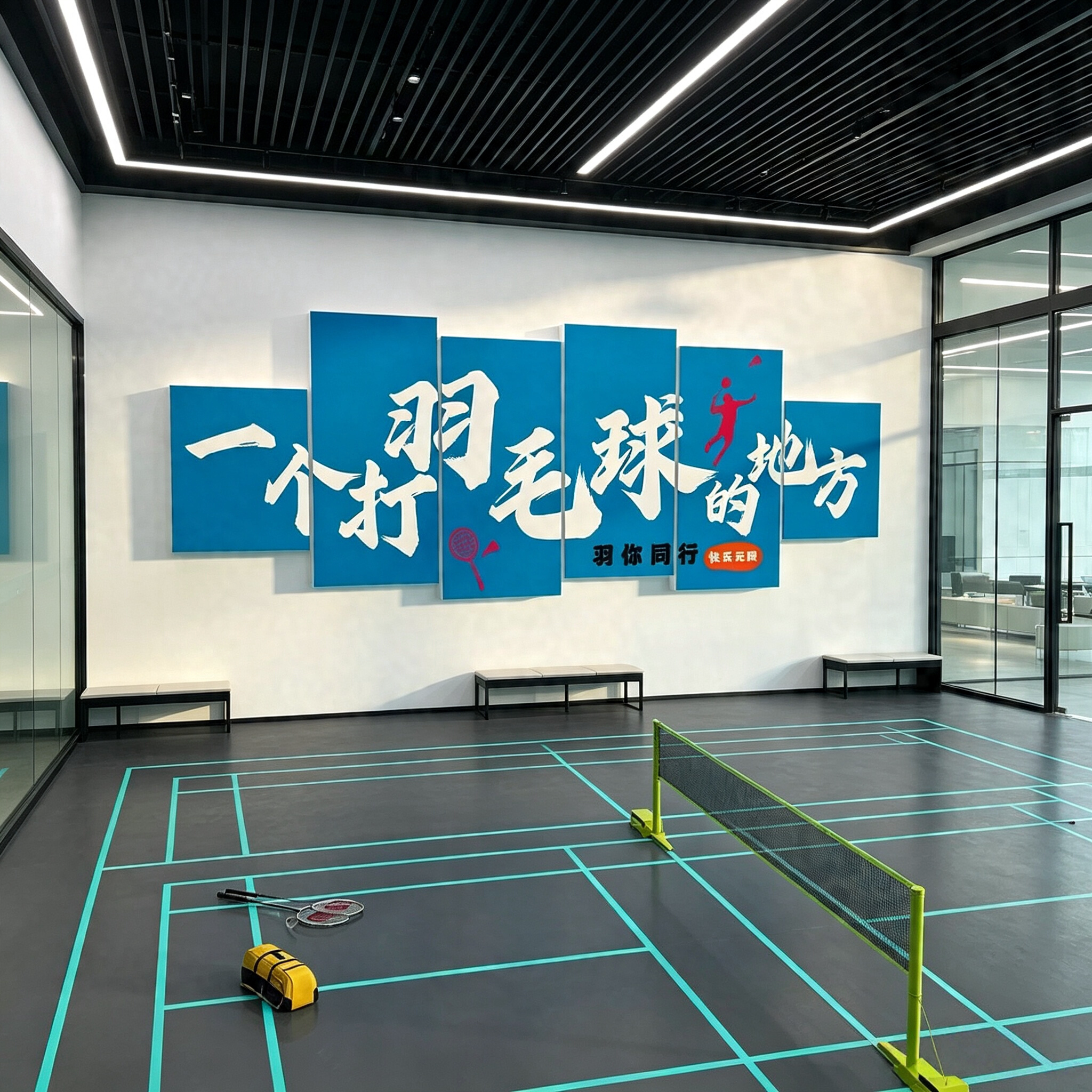 羽毛球馆打卡背景墙贴