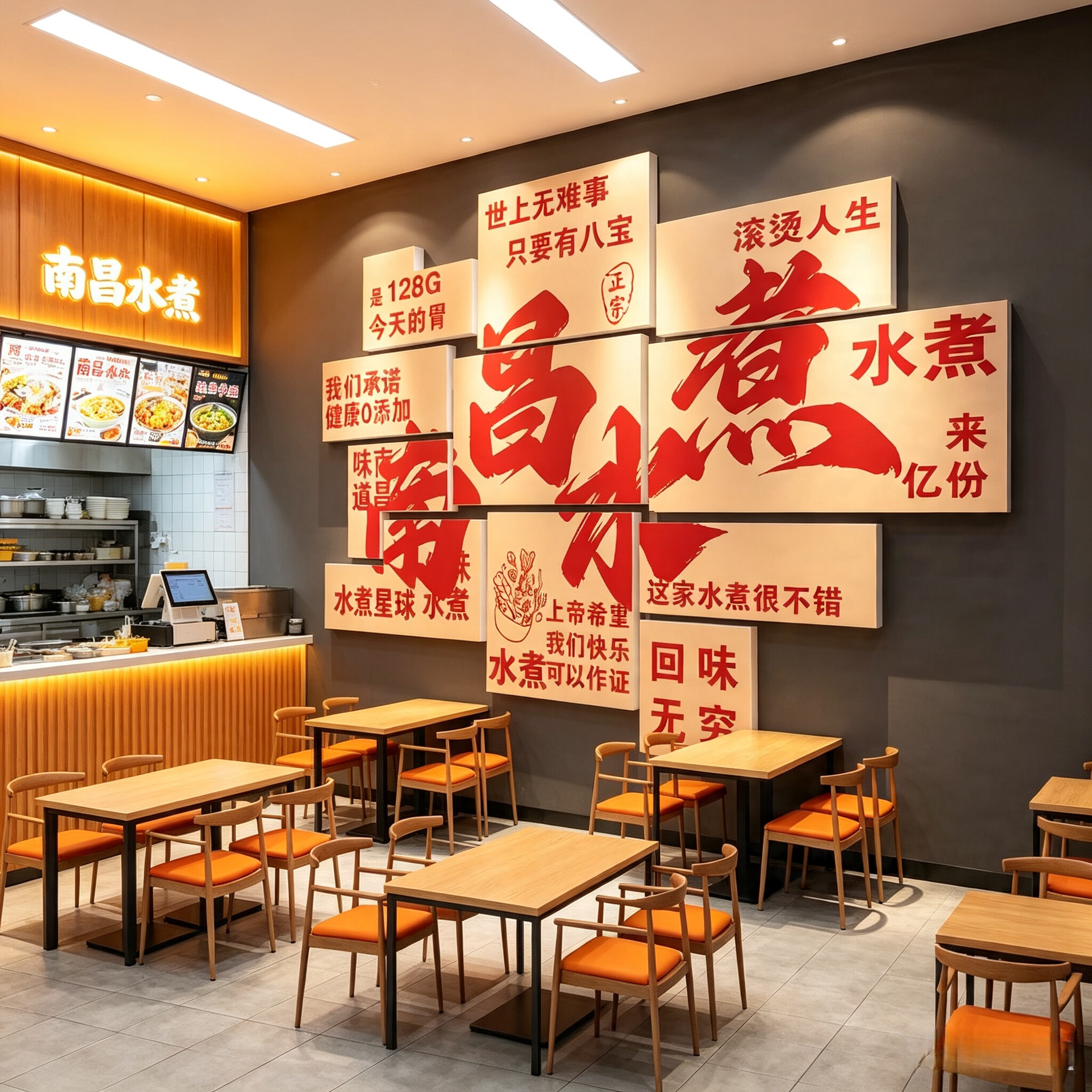 网红南昌水煮店墙面装饰海报江西小炒餐饮氛围布置油炸串广告壁贴