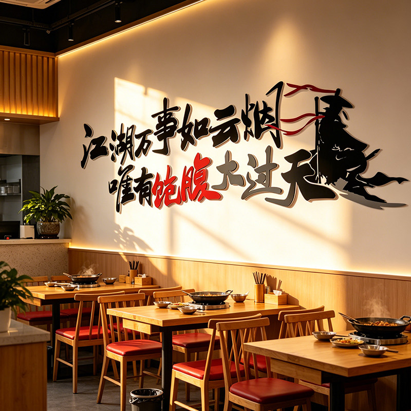 餐饮饭店墙面装饰画农家乐江湖湘菜馆氛围布置火锅烧烤广告贴纸壁