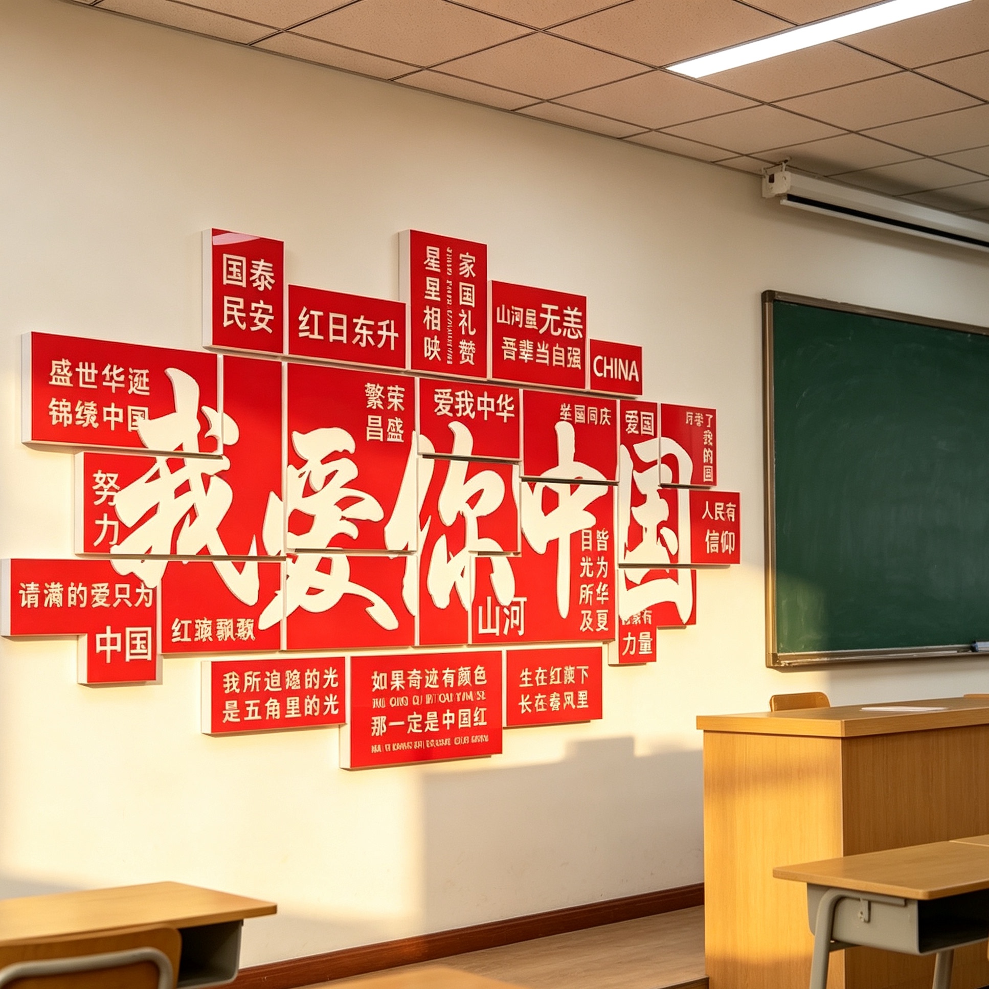 国庆我爱你中国红色户外墙贴