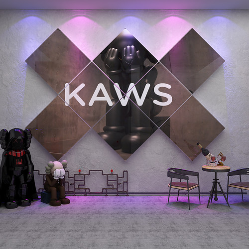 网红kaws清酒吧装饰烤肉店背景墙