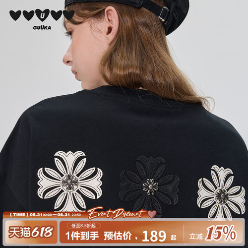 GUUKA黑色哥特风短袖T恤