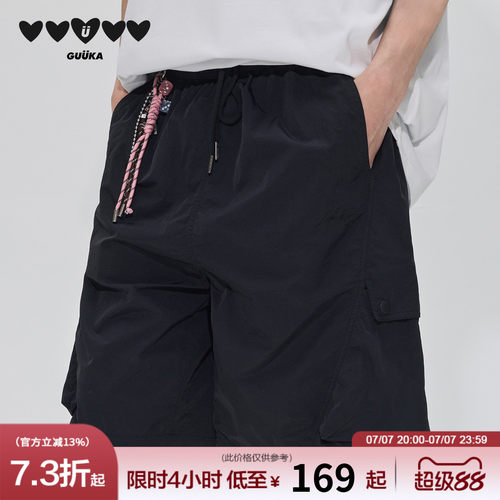 GUUKA黑色工装口袋短裤