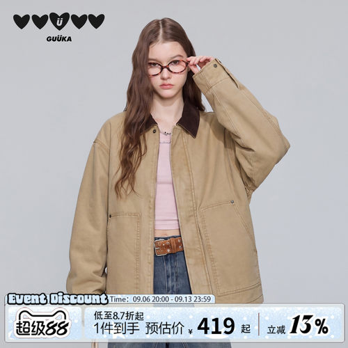 GUUKA复古巴恩风落肩工装夹克