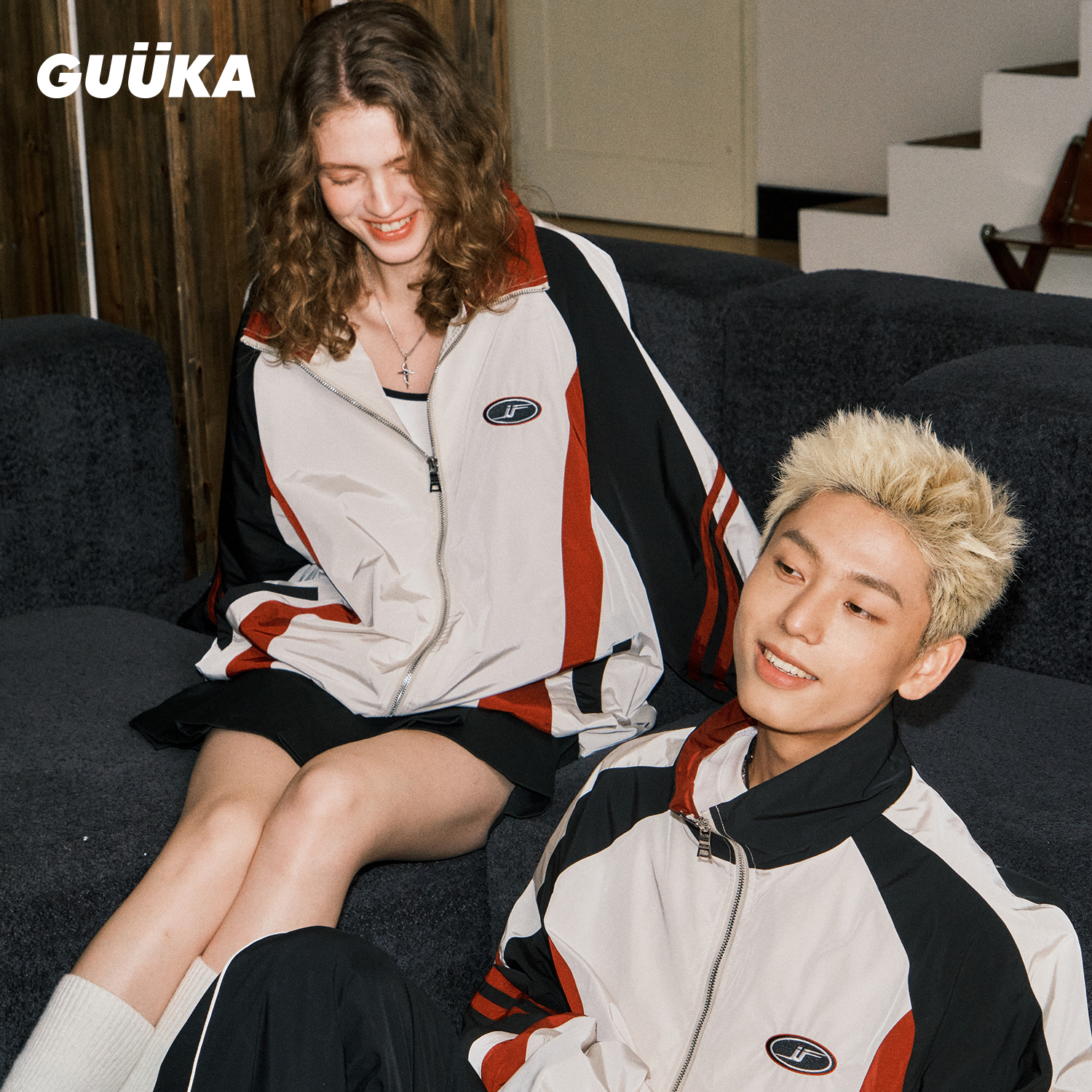 GUUKA高领复古机车服夹克