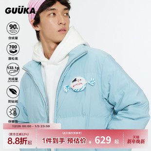 情侣可拆卸猫咪糖果正肩外套 加厚 GUUKA潮牌半高领冬季 羽绒服男款