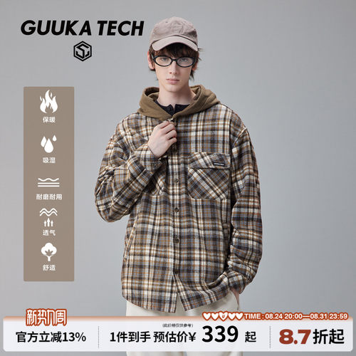 GUUKATECH美式格子衬衫